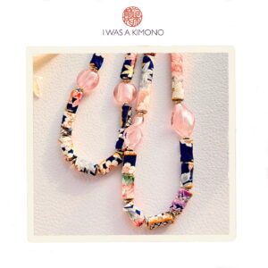 Antique Kimono Silk -BLUE&ROSE Necklace